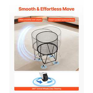 Chariot utilitaire robuste en acier au carbone, grande capacité de charge 60 LBS, roues pivotantes à 360 degrés, panier de courses roulant, modèle camping - Product Image 4