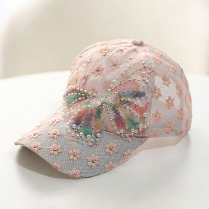 Stylish <b>Women</b> Lace Baseball <b>Hat</b> Decorative Pattern Adjustable <b>Summer</b> Headwear For Casual Streetwear Travel And Holidays - Product Image 1