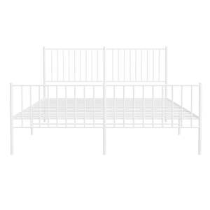 Cadre de lit king-size en acier blanc thermolaqué, lit en métal robuste - Product Image 5