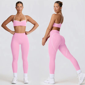 Ensembles d'entraînement complets pour femmes, avec short de yoga respirant et absorbant l'humidité, taille haute, cordon de serrage, motif lettres simple, haute qualité, personnalisable - Product Image 3
