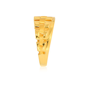Bague en or jaune 18 carats à maillons entrelacés, design géométrique moderne, bijou raffiné pour hommes et femmes, vente en gros - Product Image 4