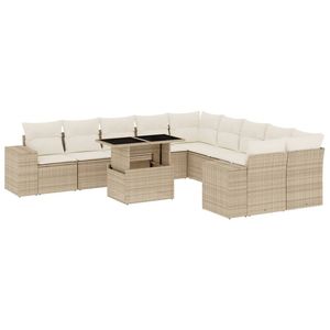 Ensemble de canapés de jardin en rotin PE beige avec structure en acier thermolaqué et verre trempé - Product Image 2
