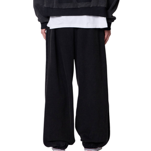 Pantalon en molleton extra large pour homme, coupe large, taille à cordon, ourlet ouvert, style streetwear uni, fournisseurs d'usines de vêtements OEM - Product Image 2