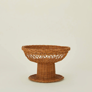 Magnifique corbeille à fruits sur piédestal en osier tressé, bol de service surélevé, présentoir à fruits naturel, centre de table OEM ODM - Product Image 2