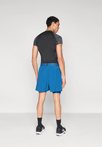 Men's Blue Double <b>Layer</b> Canvas Board Shorts Quick Dry <b>Mid</b> Waist Drawstring Closure Polyester/Cotton Casual Sport Shorts - Product Image 2