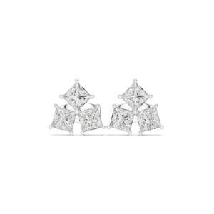 Boucles d'oreilles de luxe de qualité supérieure, coupe princesse, en or massif 14 carats, pour femmes, bijoux en diamant de laboratoire, design élégant - Product Image 2