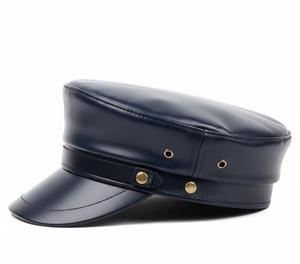 OEM Genuine Cowhide Leather Fashion <b>Cap</b> – Adjustable Curved Brim Leather Headwear - Product Image 3