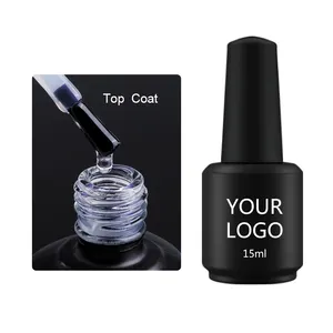 15ml No-Wipe Top Coat High Gloss Shiny Long Lasting Top Gel for Clear Nail Gel and Acrylic Nails OEM