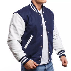 Varsity <b>Jacket</b> Melton Wool and Genuine Leather Custom Varsity <b>Jacket</b> Red and White - Product Image 4