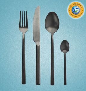 Ensemble de vaisselle de luxe en résine crème avec poignée argentée, 4 pièces, pour dîner raffiné - Product Image 6