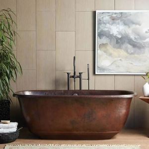 Bañera de Cobre de Lujo Independiente con Patas, Bañera Ovalada de Metal para Hogar y Hotel - Product Image 5