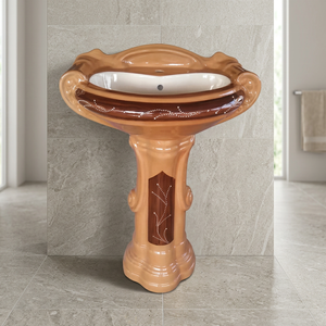 Lavabo de Pedestal de Superficie Sólida con Forma Antigua, Lavabo Independiente para Baño, Artículos Sanitarios para Hotel - Product Image 2
