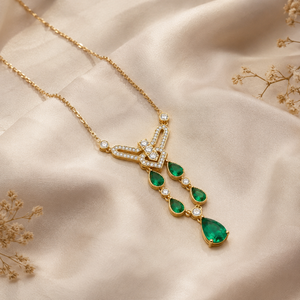 Collar con Colgante de Moissanita en Forma de Pera, Gema Verde, Cadena de Eslabones Chapada en Oro Amarillo, Joyería de Diamantes para Mujer - Product Image 3