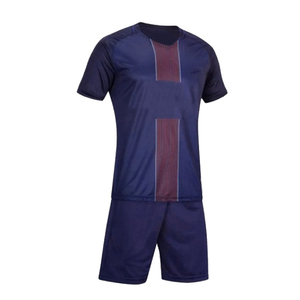 Conjunto de camiseta de fútbol para hombre, uniforme deportivo de manga corta a rayas azul oscuro que absorbe la humedad, ropa deportiva para todas las estaciones - Product Image 1