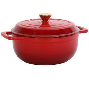 Olla de Hierro Fundido Roja Degradada de 7.5QT con Dos Guantes de Silicona, Olla de Cocina Esmaltada - Product Image 1