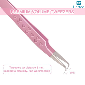 90 Degree L-Shape Precision Lash Tweezer with Embossed Heart Grip Anti-Slip Pink Color Tweezers for Volume <b>Fans</b> and Isolation - Product Image 5