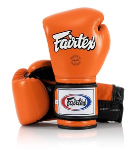 Gants de boxe Muay Thai en cuir sur mesure, orange/noir, Fairtex, OEM, haute qualité, réglables, entraînement professionnel MMA - Product Image 5