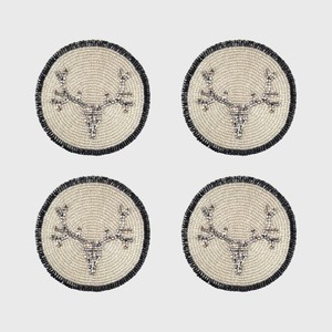 Classic hand embroidery cute beaded design Coaster set of 4 piece home Decorative weeding festival <b>table</b> durable coaster - Product Image 1