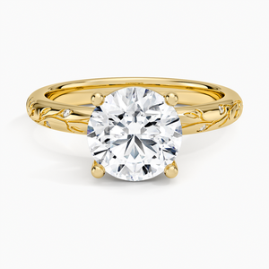 แหวนเพชรเม็ดเดี่ยวระดับพรีเมียมพร้อมรายละเอียดแกะสลักในทองคำขาว 14K - Product Image 3
