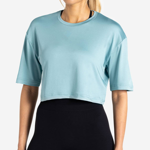 Customize Oversized Women High Quality <b>Acid</b> Wash <b>Drop</b> Shoulder Thick Heavyweight T-Shirt Crop Tops for Women - Product Image 3