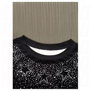 Camiseta con Pedrería de Estrellas, Camiseta Brillante con Cristales, Unisex, Ropa Urbana para Fiestas, Logotipo Personalizado - Product Image 4