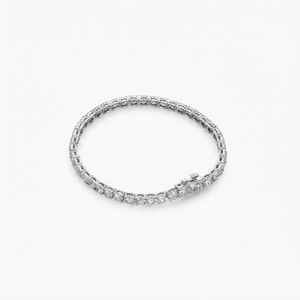 Bracelet de mariage en or massif 10K 14K 18K avec diamants de laboratoire taille brillant ronds, pureté DEF VS VVS - Product Image 2