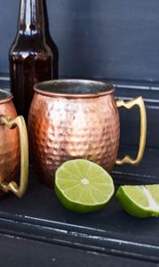 <b>Copper</b> cocktail serving mug set for luxury artistic drink stations hammered finish metal <b>cups</b> durable reusable serving mugs - Product Image 6