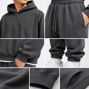Ensemble de survêtement décontracté de haute qualité pour l'hiver, sweat-shirt à capuche et pantalon de jogging, ensemble personnalisé en molleton pour femmes, hommes et unisexe, 2 pièces - Product Image 5