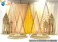 Nouvelle Arrivée Décoration de Scène Haldi Vintage Intérieur/Extérieur pour Pré-Rituel, en Fibre de Verre Dorée en Forme de Lotus, Durable et Traditionnelle