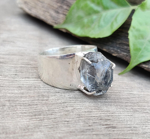 Bague unisexe en diamant Herkimer naturel, sertie de griffes en argent sterling 925, bijoux en pierres précieuses faits à la main, vente en gros - Product Image 1