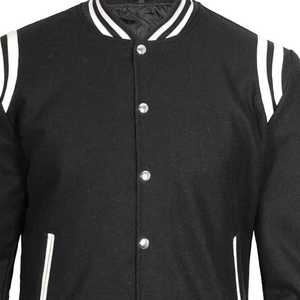 Custom Patch Embroidered <b>Men's</b> Winter Striped <b>Varsity</b> <b>Bomber</b> <b>Jacket</b> - Product Image 5