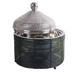 Hammered Gold Finish Casserole <b>Pot</b> Stainless Steel Buffet Serving Dish Luxury <b>Kitchen</b> Cookware Food Warmer With Handles - Product Image 4