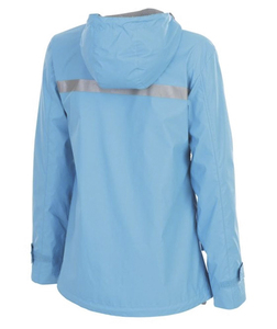 Veste de randonnée softshell bleu marine à capuche pour femme, imperméable, manches longues, coupe classique, longueur normale, fermeture éclair, détails lumineux - Product Image 6