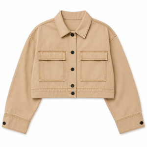 Women's Cream <b>Cropped</b> <b>Denim</b> <b>Jacket</b> Vintage Washed Embroidered Waterproof Breathable Cotton Button Front Casual Winter Summer - Product Image 3