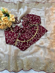 Sari Imperial C-Pallu Sequence, Sari de Chifón Bordado, Sari de Chifón Shimmer Bloom Fandy, Sari Royal Sparkle Fandy - Product Image 6