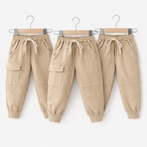 Pantalones Cargo para Niño, Impermeables, a la Moda, Ligeros, de Color Sólido, Cintura Elástica, 100% Algodón, con Múltiples Bolsillos, Venta al Por Mayor - Product Image 5