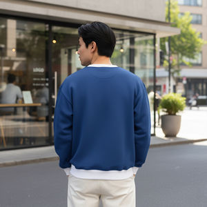 Sweat-shirts en molleton 100 % coton épais, coupe classique, imprimé automne, épaules tombantes, avec logo personnalisé appliqué et contraste - Product Image 2