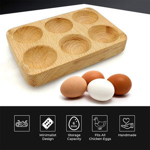 Wooden <b>Egg</b> Holder Rack with 6 Cups <b>Eco</b>-Friendly Kitchen Storage Dishwasher & Freezer Safe - Product Image 4