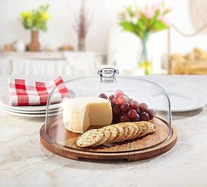 Quality Round Wooden Cake Stand With Glass Lid For Stylish <b>Dessert</b> Storage And Kitchen Decoration - Product Image 5