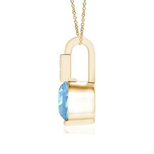 GEUM Jewels Natural 5mm Round Cut Aquamarine & Diamond Bale <b>Pendant</b> 14k <b>Solid</b> Rose <b>Gold</b> Wholesale Wedding <b>Pendant</b> Fine Jewelry - Product Image 3