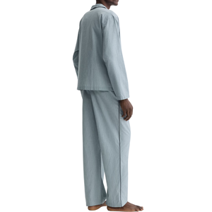 ชุดลำลองผู้ชาย ลายทาง แขนยาว สกรีนโลโก้ได้ ผ้าฝ้าย 100% หนา 160 GSM แห้งเร็ว ซักเครื่องได้ ชุดนอนแบบสวมใส่สบาย - Product Image 5