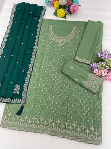 Conjunto de Salwar Kameez Tradicional de Seda para Mujer, Bordado, Estilo Indio Pakistaní, para Bodas y Fiestas, Traje Anarkali de Manga Larga - Product Image 6