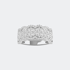 2.00CTW Round Cut Cluster Set Double Row <b>Statement</b> <b>Ring</b> - Product Image 2