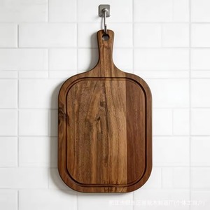 Planche à découper et plateau de service manuels en bois d'acacia Rehman Craft, 5 pièces, écologiques et durables, avec poignée et bord dentelé, pour fruits - Product Image 6