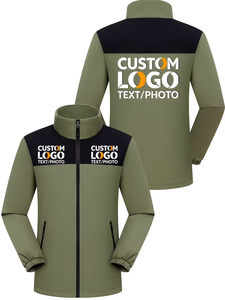 Men's Casual Turn-down Collar Zip-Up Fleece Jacket for Autumn Winter 3-Area Print Customizable Left/Right Chest Back - Product Image 2