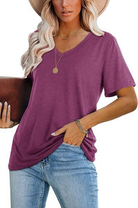 Camiseta Unisex de Cuello en V, Manga Corta, Color Sólido, Algodón, Corte Regular, Informal, Transpirable, Jersey de Invierno, Tejido de Punto, Estampado por Transferencia de Calor - Product Image 6
