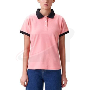 เสื้อโปโลสีชมพูผู้หญิงมาใหม่ กำลังฮิต แขนสั้น สีพื้น ผ้าคอตตอนปิเก้ สวมใส่สบายๆ - Product Image 4