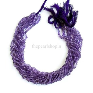 Natural Purple Amethyst Button Beads Wholesale Price Bulk 4MM Purple Amethyst <b>Spacer</b> Gemstone Beads For Jewelry Making Supplies - Product Image 3
