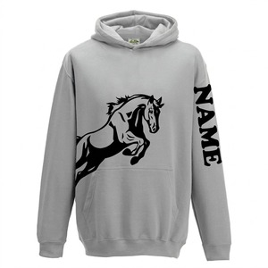 เสื้อฮู้ดแบบสวมหัวสีน้ำเงินสำหรับทุกเพศ ลายกราฟิก "Just a Girl for Loves Horses" ผ้าฝ้ายฟลีซ 100% - Product Image 3
