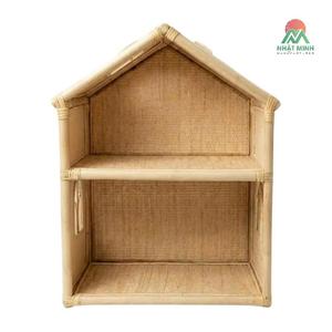 Libreria in rattan naturale fatta a mano, stile casa delle bambole, giocattolo Montessori per bambini, scaffale portaoggetti, decorazione per camerette e asili nido - Product Image 1